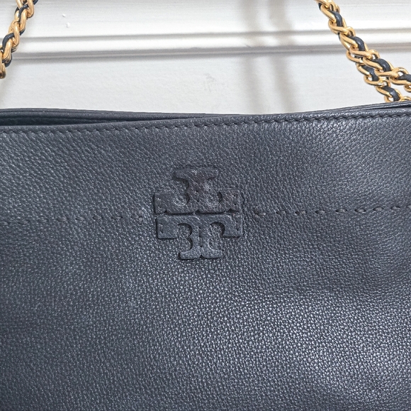 Tory Burch Mcgraw black leather chain tote shoulder bag - Picture 9 of 12